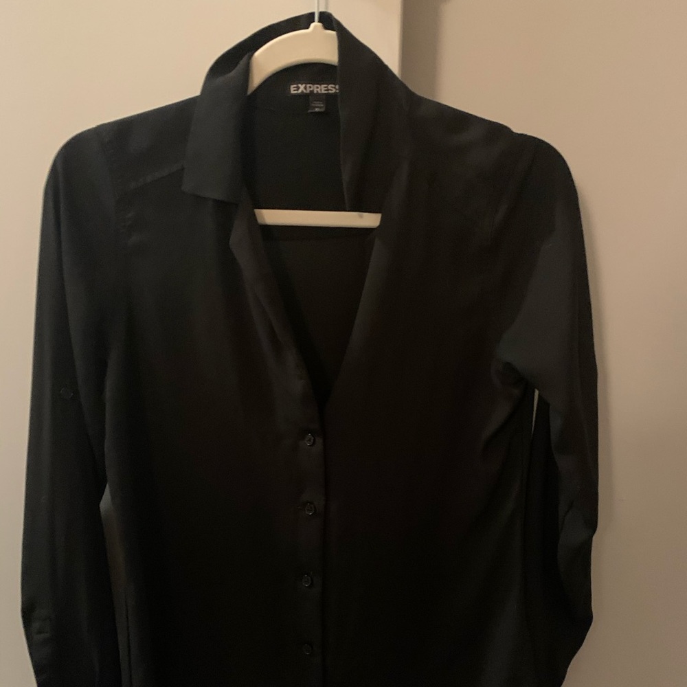 Collared black button down blouse
